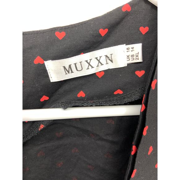 Muxxn 1950s Style Vintage Swing Party Heart Dress Low Neckline Size 14 - Picture 3 of 7